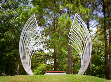 A Picnic Table As A Sculpture In A Public Park In The Woodlands, TX.