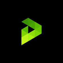 Priangle Green Black Logo Design