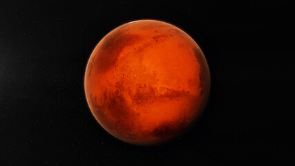 front view of planet mars is the fourth planet from the sun and the second-smallest planet in the so