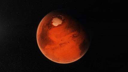 Wall Mural - north pole view of planet mars the fourth planet from the sun