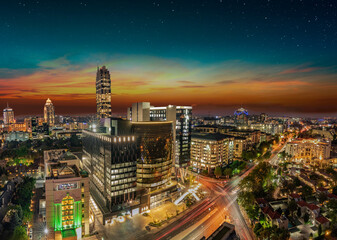 Sandton city johannesburg at night in Gauteng South Africa