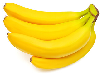 Banana bunch isolated on white background. Perfectly retouched, full depth of field on the photo. Top view, flat lay