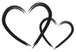 © Marinko - Black hearts vector. Hand drawn icons. Trendy brush stroke hearts isolated on white background. For banner, greeting card and Valentine's day. Creative art sketch, modern concept. Vector illustration