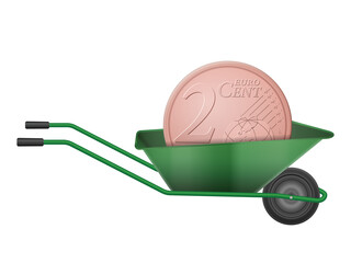 Wall Mural - Two euro cent in wheelbarrow