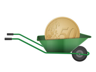 Wall Mural - Fifty euro cent in wheelbarrow