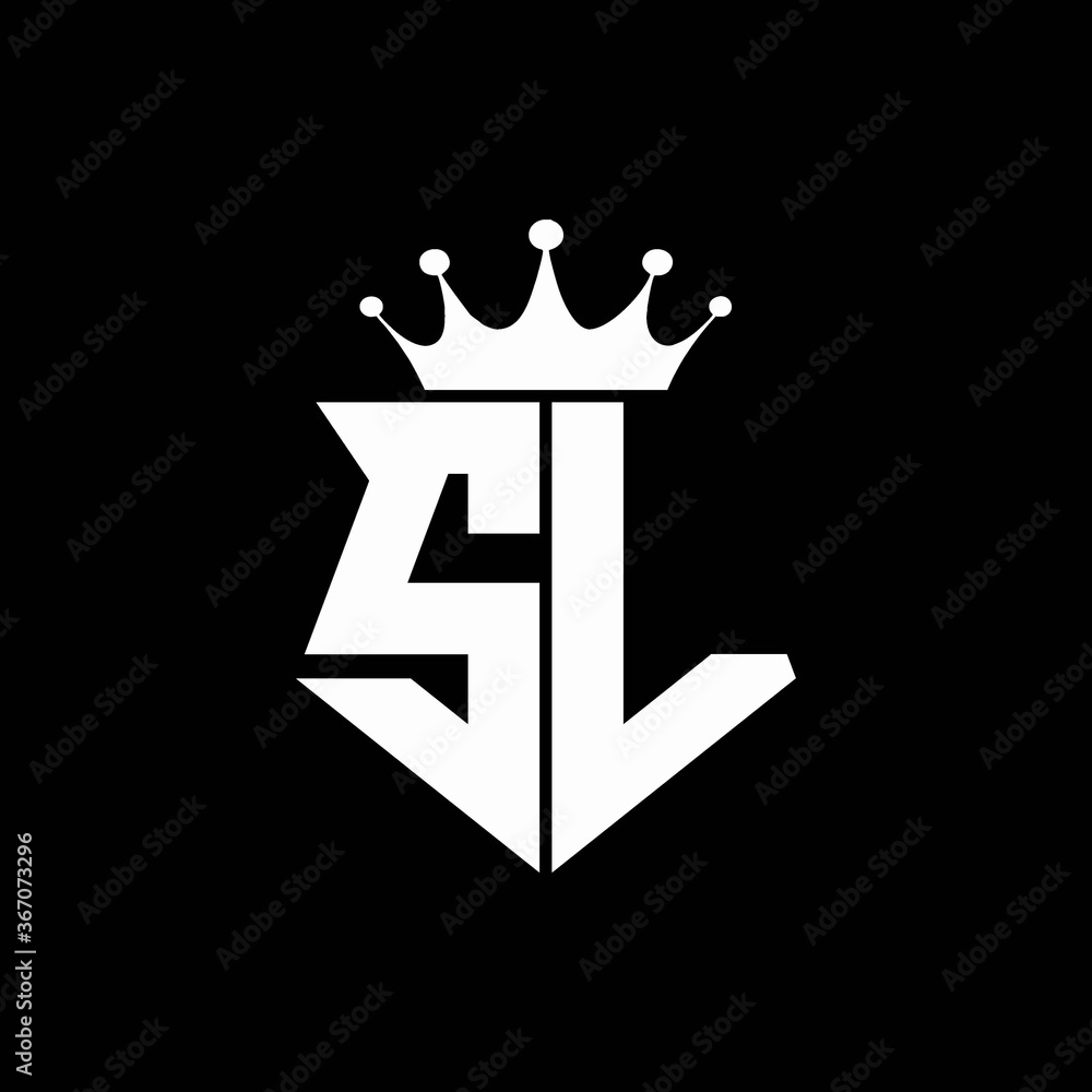 sl logo monogram shield shape with crown design template Stock Vector ...