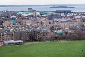 Poster - Parade Ground and cityscape of Edinburgh, Scotland, UK seen from Holyrood Park