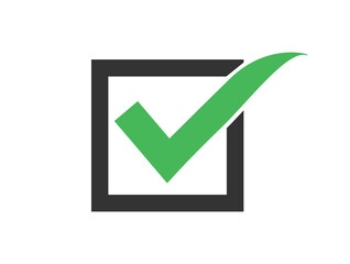 Check box icon. Green check mark in box vector design.  Agree sign. 