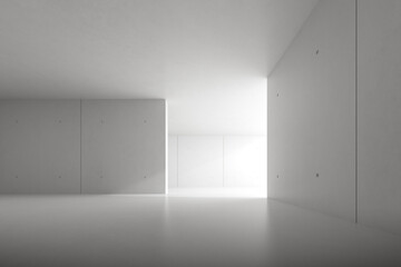 Fototapete - Abstract architecture space, Interior with concrete wall. 3d render.	
