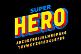 Fototapeta Panele - Comics superhero style font, alphabet letters and numbers