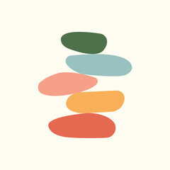 vector illustration of balance made of colored stones. balance concept. zen stones flat design style