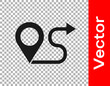 © Kostiantyn - Black Route location icon isolated on transparent background. Map pointer sign. Concept of path or road. GPS navigator. Vector Illustration.