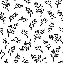 Wall Mural - Seamless floral leaf pattern, vector flower background