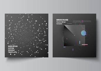 vector layout of two square format covers design templates for brochure, flyer, magazine, cover desi