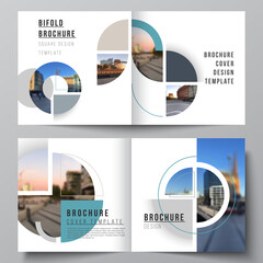 Wall Mural - vector layout of two covers templates for square design bifold brochure, flyer, cover design, book, 