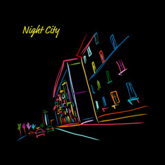 Poster - Night city street for your design