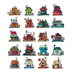 Poster - Set of houses, sketch for your design