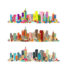 Poster - Abstract colorful city, sketch for your design