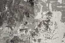 Background Of Wall Is Painted With White And Gray Paints, Chaotic Painting With Facade Paints, Trash Background.