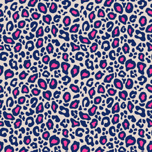 Vector Seamless Background. Animal Leopard Print Pink Black Pattern