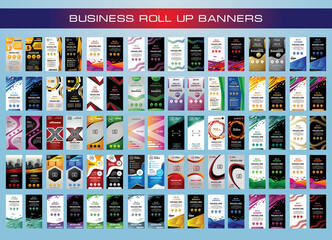 Wall Mural - Big Collection of Modern Roll Up Banner Design. Vertical Banner template design bundle,for advertising
