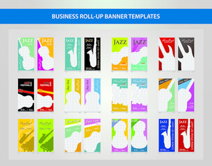 Wall Mural - Set of Modern Roll Up Banner Design With Music Concept. Vertical Banner template design bundle,for advertising