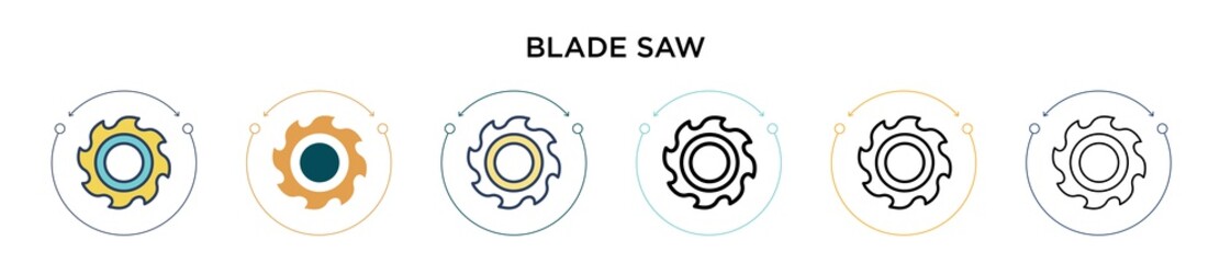 Blade saw icon in filled, thin line, outline and stroke style. Vector illustration of two colored and black blade saw vector icons designs can be used for mobile, ui, web