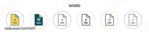 Fotografía Word icon in filled, thin line, outline and stroke style