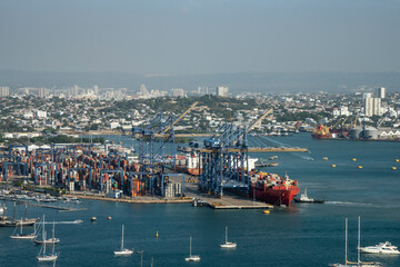 Cartagena, Bolivar, Colombia. March 20, 2020: View of the Nautical Club in Bahía Manga