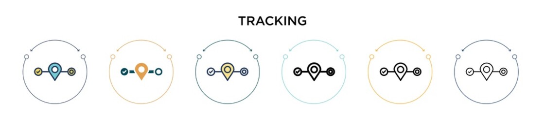 Wall Mural - tracking icon in filled, thin line, outline and stroke style. vector illustration of two colored and