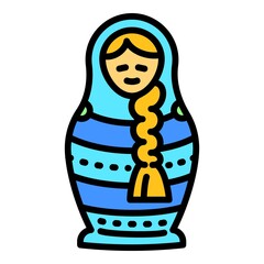 Blue nesting doll icon. Outline blue nesting doll vector icon for web design isolated on white background