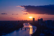 sunset over the river main in frankfurt am main, germany