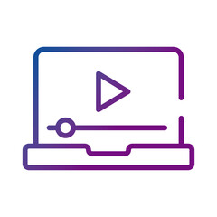 Sticker - laptop with play button video content gradient style icon