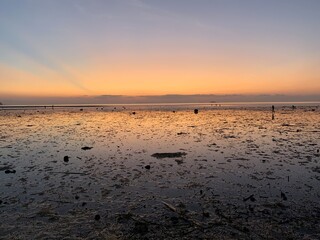 Canvas Print - Coucher de soleil sur la mer à Ko Pha Ngan, Thaïlande