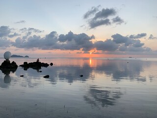 Sticker - Coucher de soleil sur la mer à Ko Pha Ngan, Thaïlande