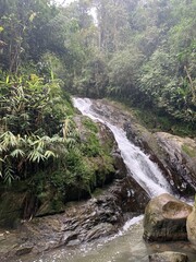 Sticker - Cascade dans la forêt à Cameron Highlands, Malaisie