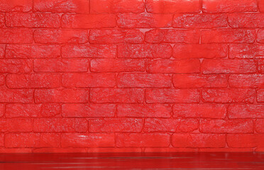 Sticker - red floor, red brick wall background