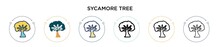 Sycamore Tree Icon In Filled, Thin Line, Outline And Stroke Style. Vector Illustration Of Two Colored And Black Sycamore Tree Vector Icons Designs Can Be Used For Mobile, Ui, Web