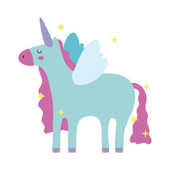 Canvas Print - cute unicorn with stars magic horse hand draw style icon