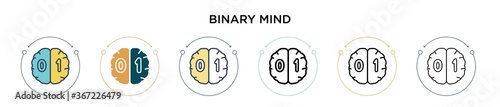 Photographie Binary mind icon in filled, thin line, outline and stroke style