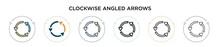 Clockwise Angled Arrows Icon In Filled, Thin Line, Outline And Stroke Style. Vector Illustration Of Two Colored And Black Clockwise Angled Arrows Vector Icons Designs Can Be Used For Mobile, Ui, Web