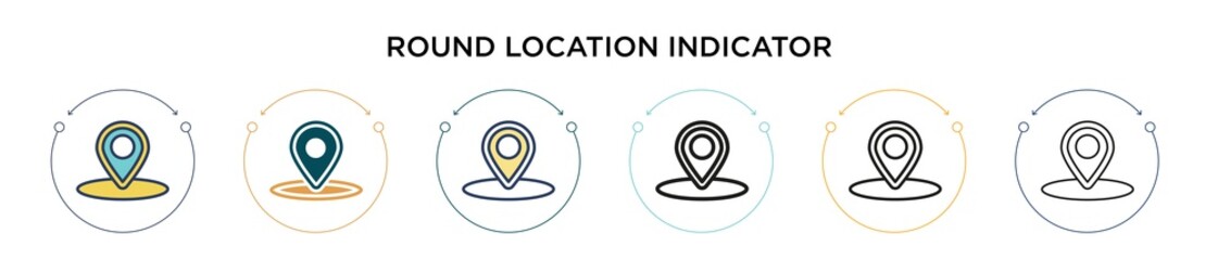 Wall Mural - round location indicator icon in filled, thin line, outline and stroke style. vector illustration of