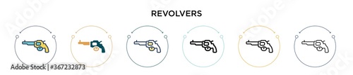 Fotomural Revolvers icon in filled, thin line, outline and stroke style