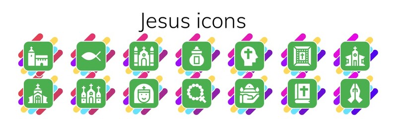 Wall Mural - Modern Simple Set of jesus Vector filled Icons