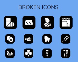 Canvas Print - Modern Simple Set of broken Vector filled Icons