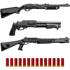 Wall Mural - set of shotgun vector