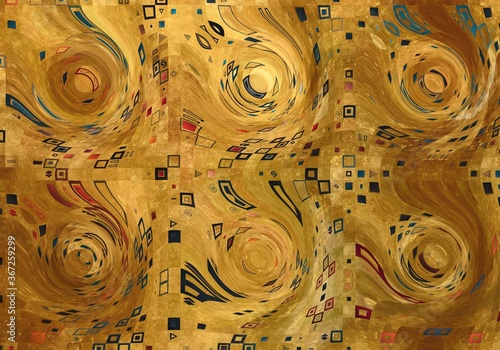 Naklejki Gustav Klimt  streszczenie-tlo-geometryczne-sztuka-plytek-zlota-mozaika
