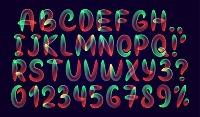Wall Mural - fluid colored letter. alphabet font of melting liquid. multicolored light neon font. design 3d sign 
