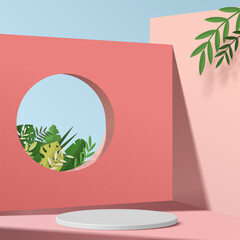 Wall Mural - abstract minimal scene with geometric forms. cylinder podium display or showcase mockup for product 