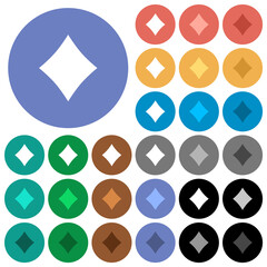 Poster - Diamond card symbol round flat multi colored icons